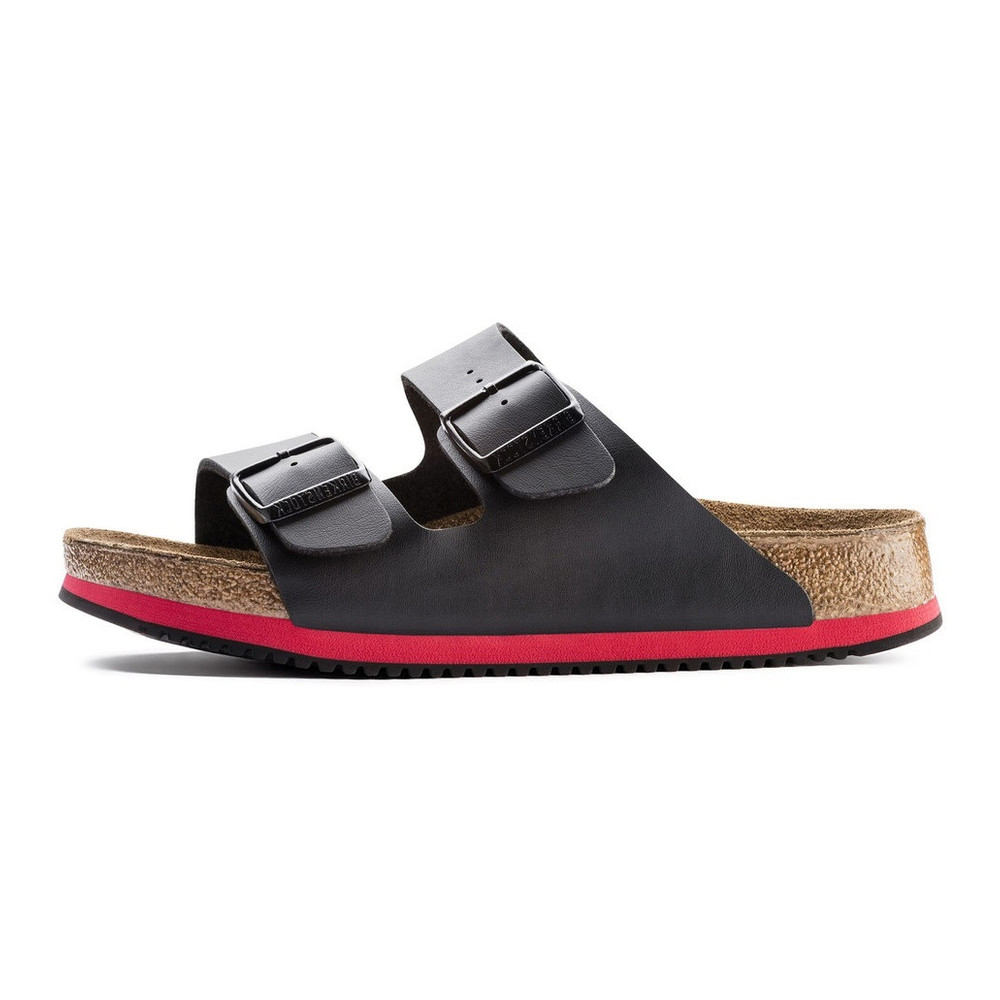 Birkenstock Sandale Arizona Superlauf, Birko-Flor, schwarz/rot, normal, Größe 46
